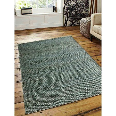GLITZY RUGS Hand Woven Jute 5 x 8 ft. Eco-friendly Solid Area Rug, Green UBSJ00007W0013A9